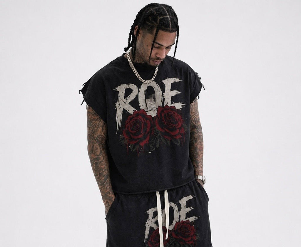 MIDNIGHT ROSE SLEEVELESS TEE - ROE WORLDWIDE