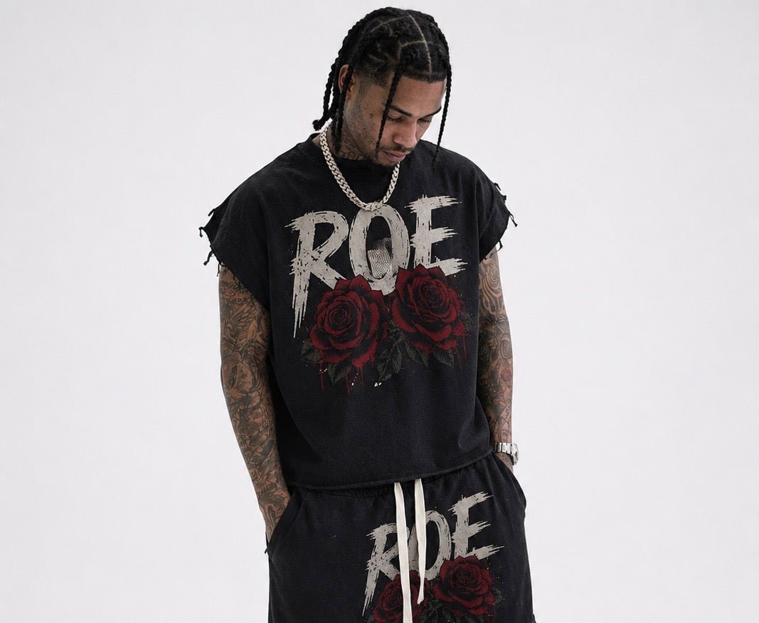 MIDNIGHT ROSE SLEEVELESS TEE - ROE WORLDWIDE